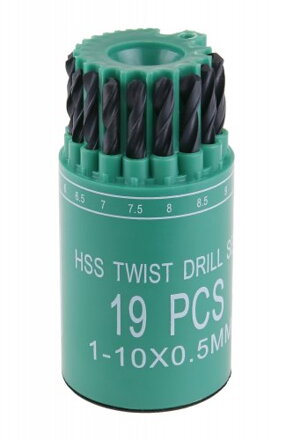 Sada vrták ocel HSS 1-10 mm- 19 Ks.