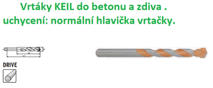 Vrták Keil VIDI, normální hlavička .